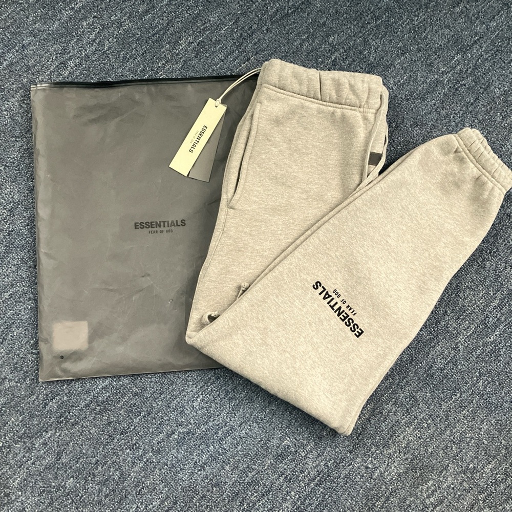 Essentials Light Gray Logo Sweatpants - image 1